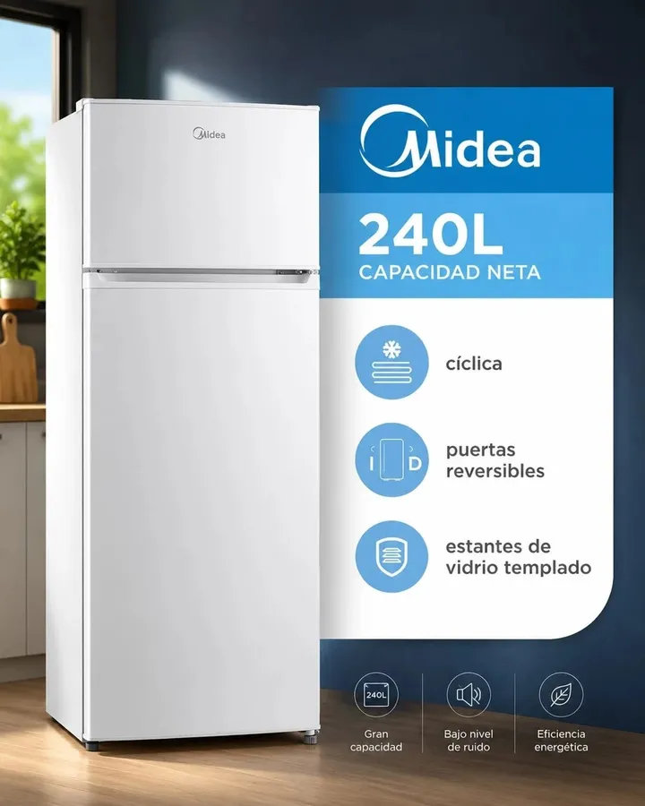 Heladera TOP Mount Midea Ciclica 240LTS Blanca