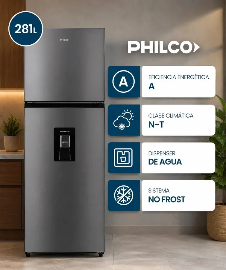 Heladera Philco 267LTS NO Frost Silver C/Dispenser