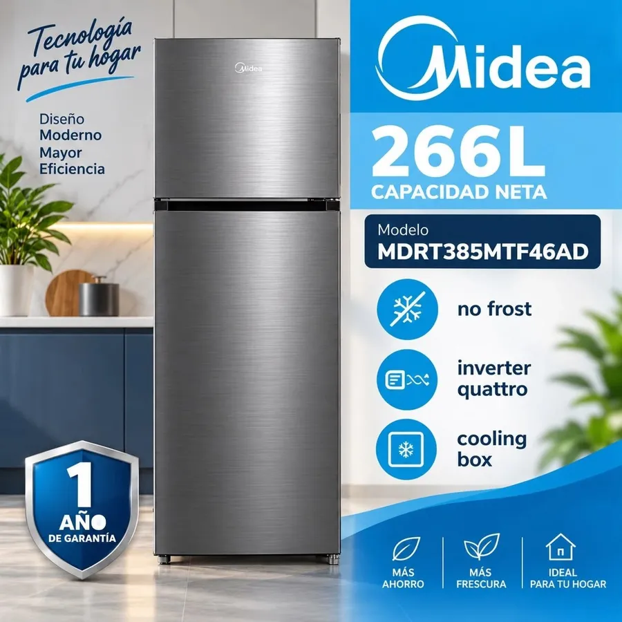 Heladera NO Frost Inverter Midea 266L Inox