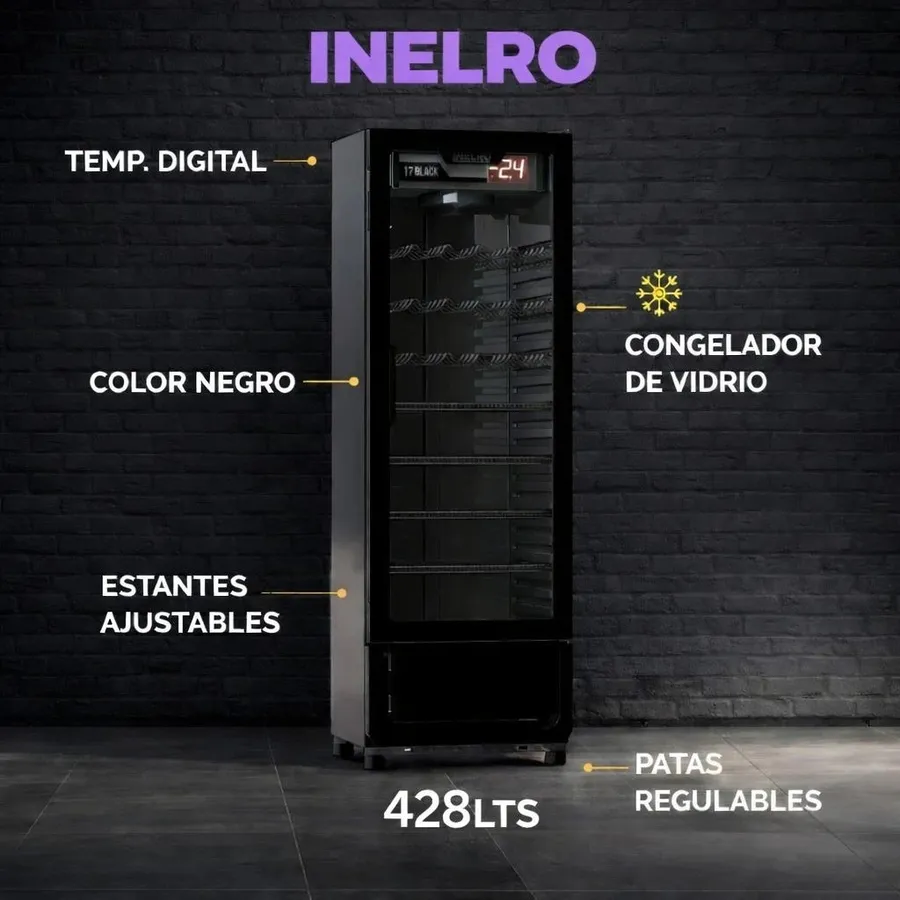 Exhibidora Vertical Inelro Mt 17 Ng Black 428 Lts Color Negro