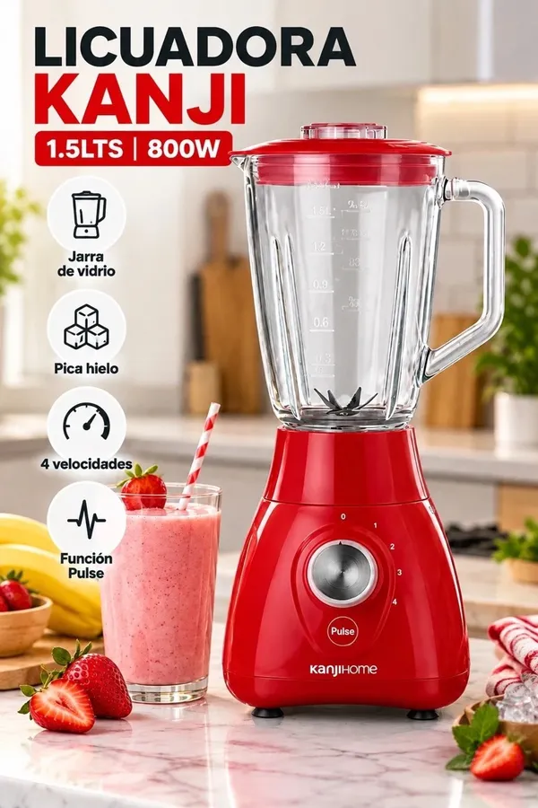 Licuadora Kanjihome Jarra DE Vidrio Roja