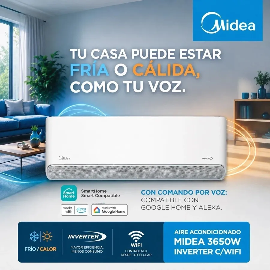 Aire Acondicionado Midea Inverter 3650W MSCBIC-12H-N80F Wifi