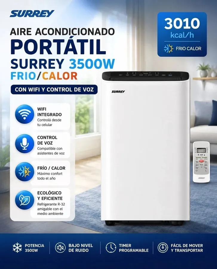 Aire Acondicionado Surrey Portatil Smart WI-FI Frío Calor 3500W
