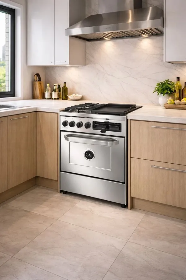 Cocina Industrial Kuma 55CM T/Ciega Multigrill 2 Hornallas Plancheta Y Carlitero