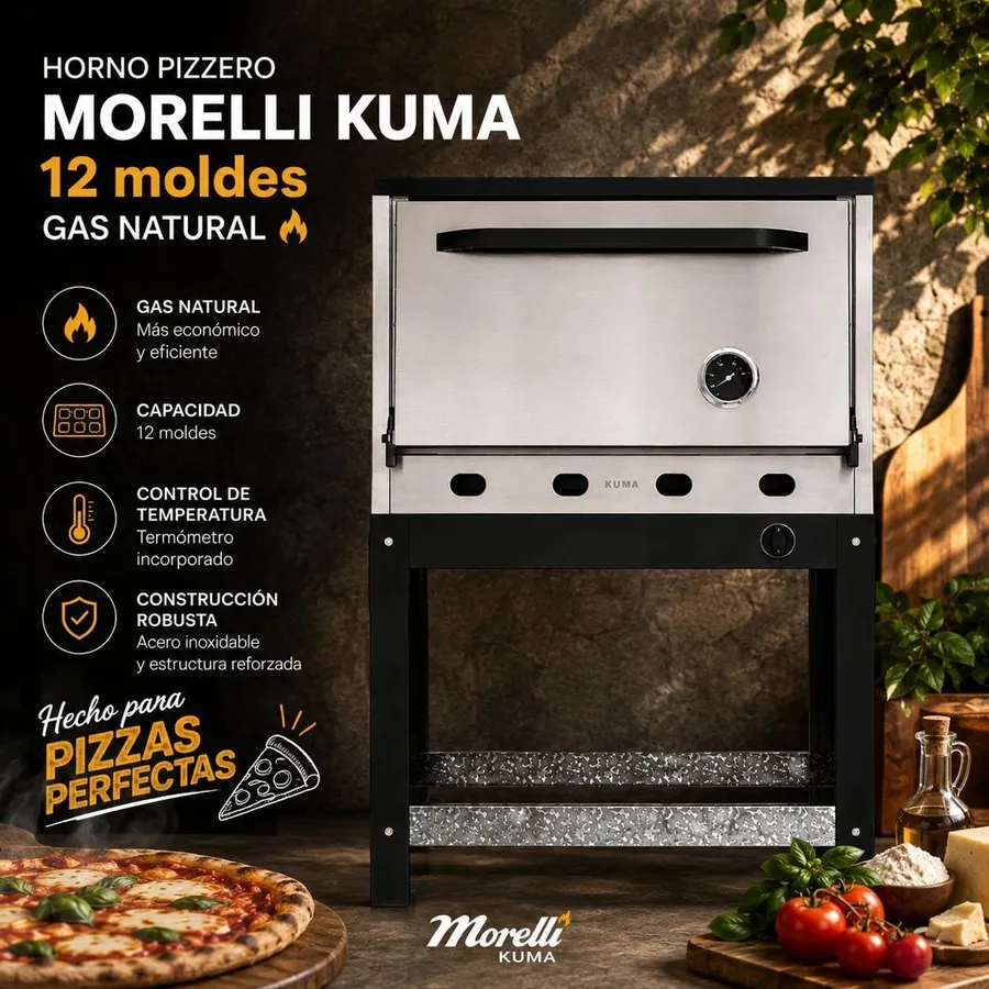 Horno Pizzero Morelli Kuma 12 Moldes GAS Natural