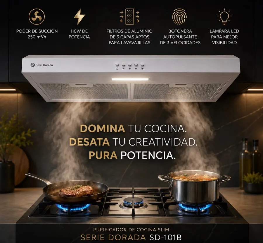 Purificador Extractor Serie Dorada 60CM Blanco