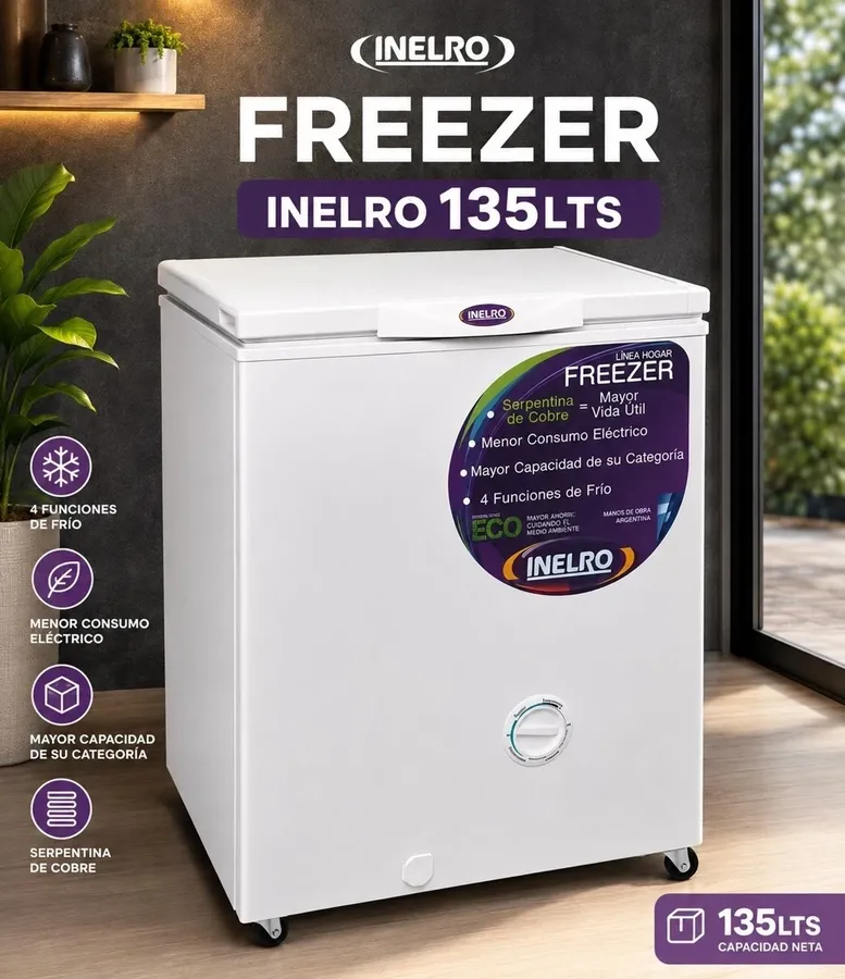 Freezer Inelro fih 130 A+ Tapa Ciega 135 lts Blanco Inverter