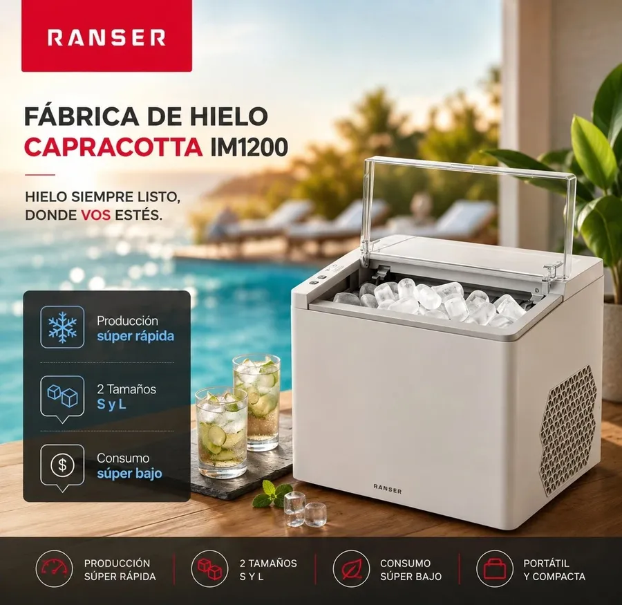 Fábrica DE Hielo Ranser Capracotta Automatica Blanco Y Negro Portátil